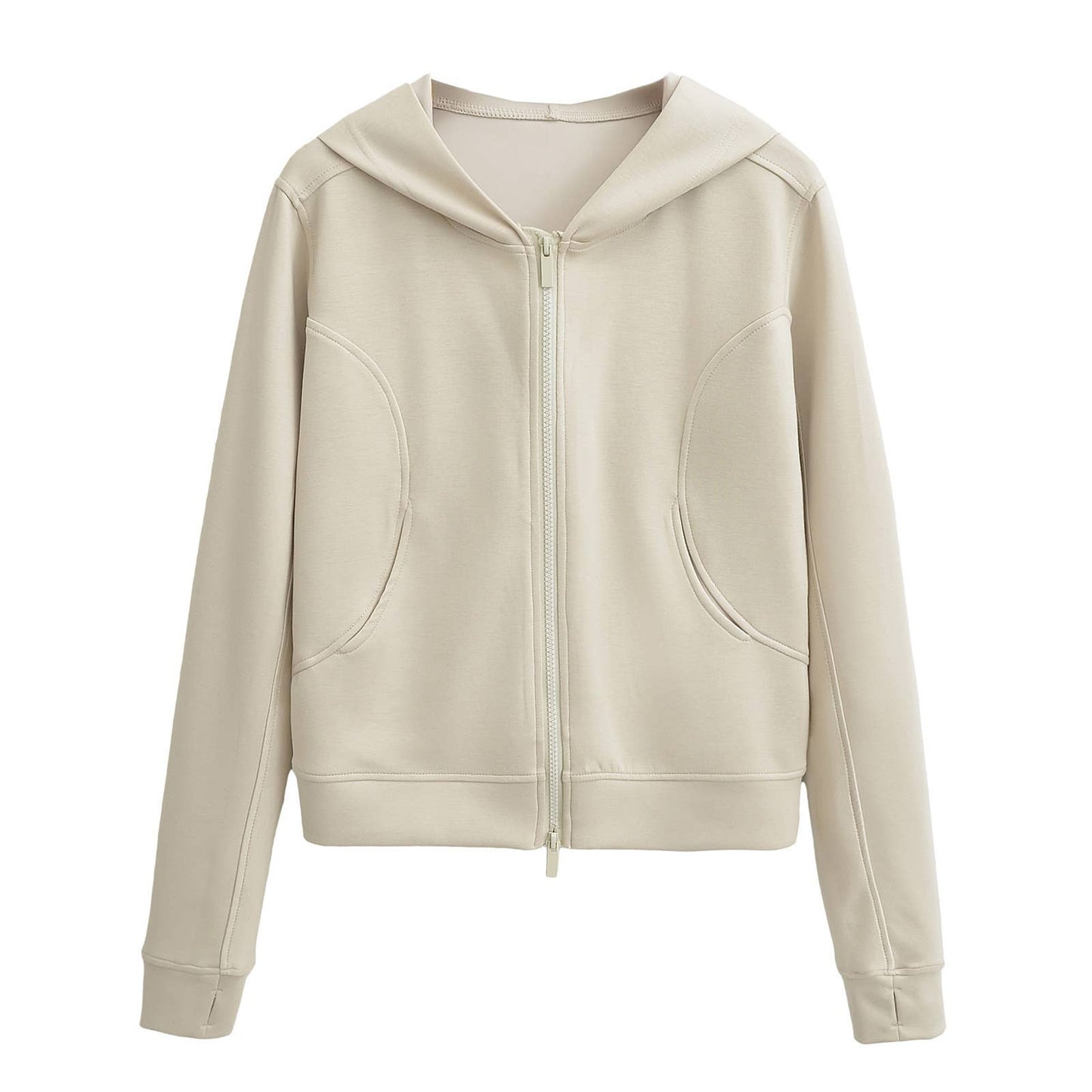 Hooded long-sleeved fitted hoodie jacket