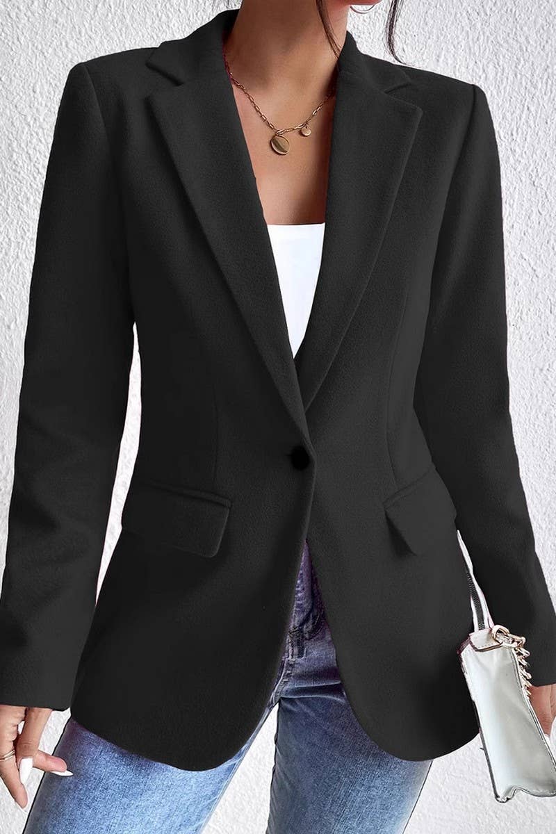 CWOCO00232_SOLID COLOR LAPEL SLIM-FIT TWEED SUIT JACKET