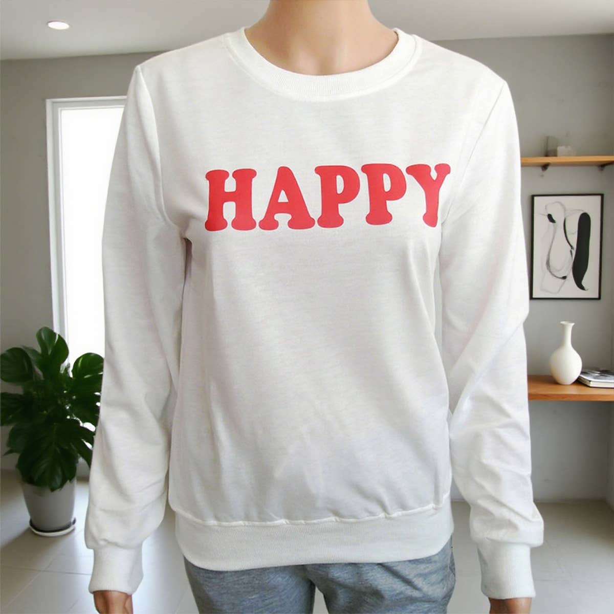 Basic letter-printed pullover hoodie