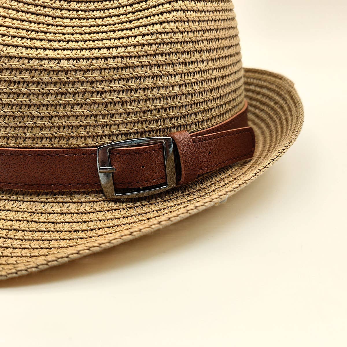 DANDY BELT SUMMER STRAW FEDORA HAT_CWAH0450