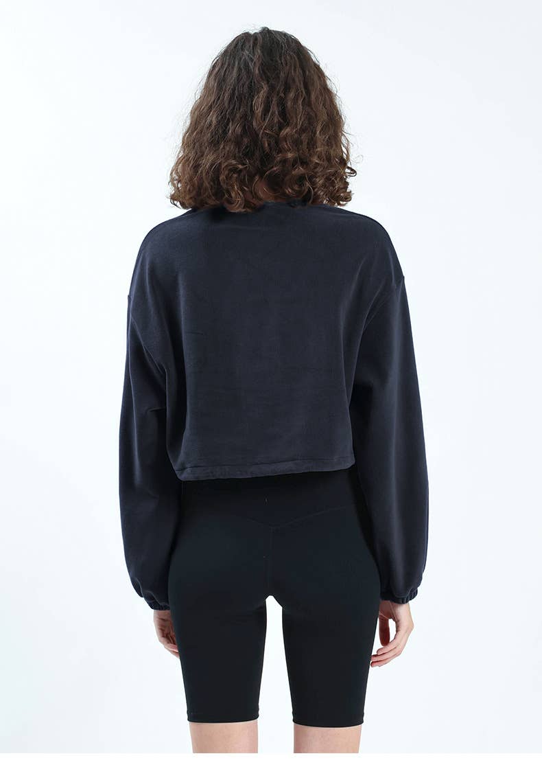 Adjustable hem semi-zipper fleece hoodie