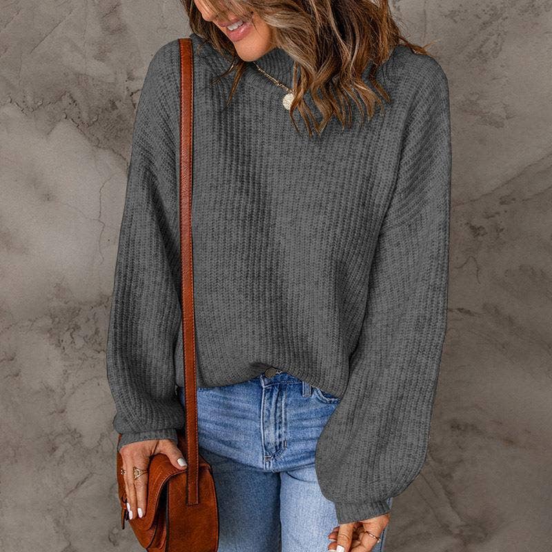 TURTLENECK SOLID COLOR PULLOVER SWEATER