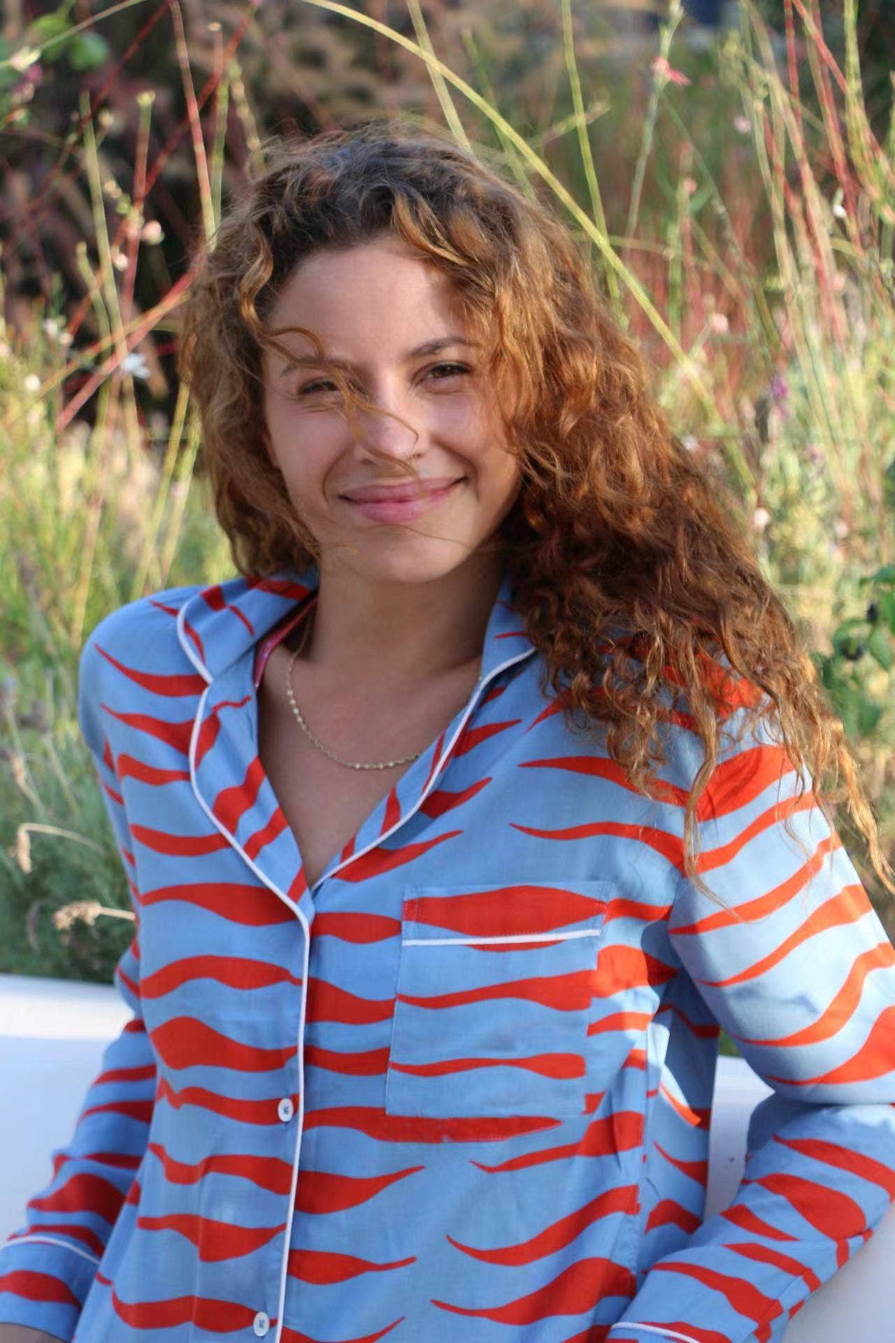 Lapel single-breasted tropical print home set