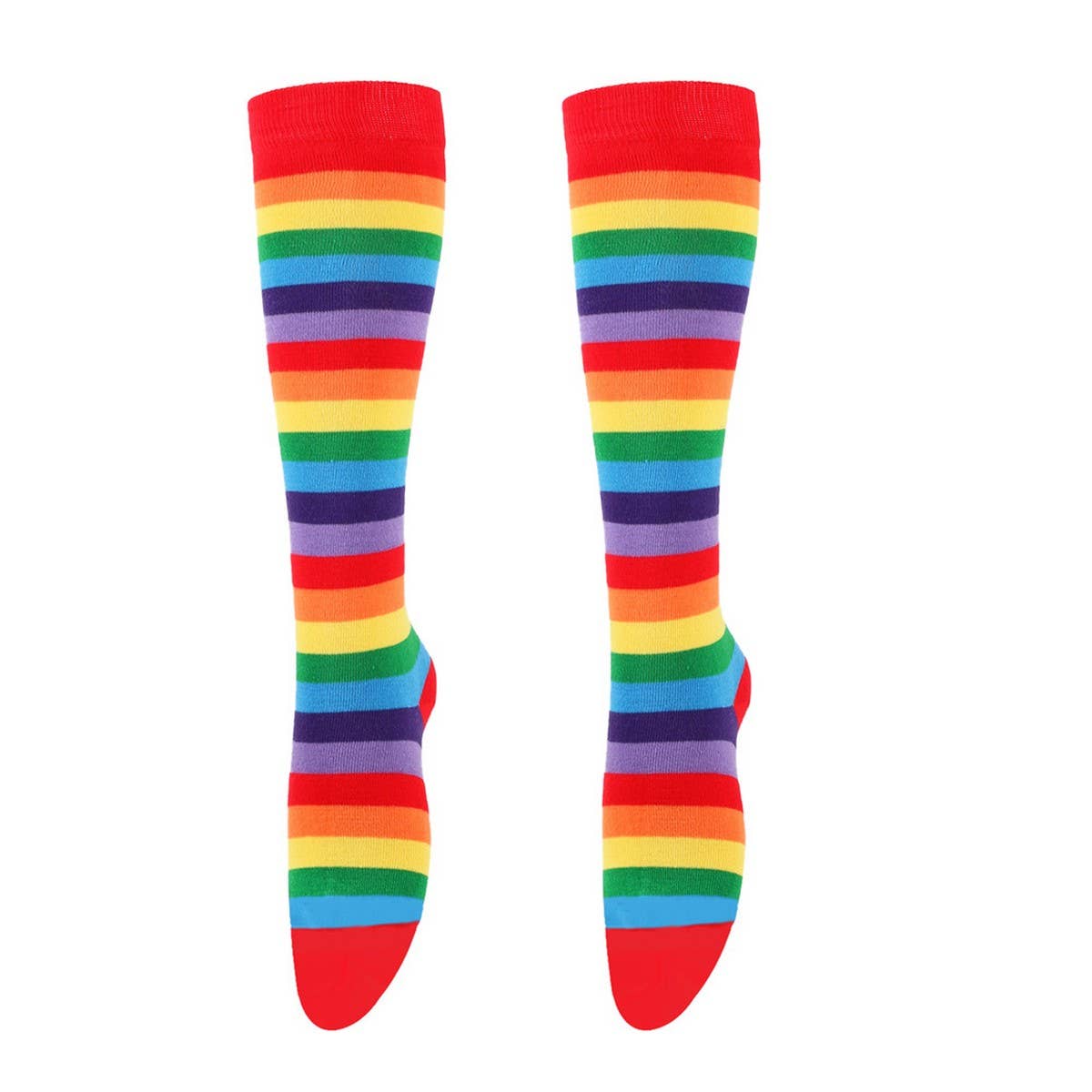 RAINBOW STRIPED MID LENGTH SOCKS KNEE LENGTH SOCKS_CWMS0310
