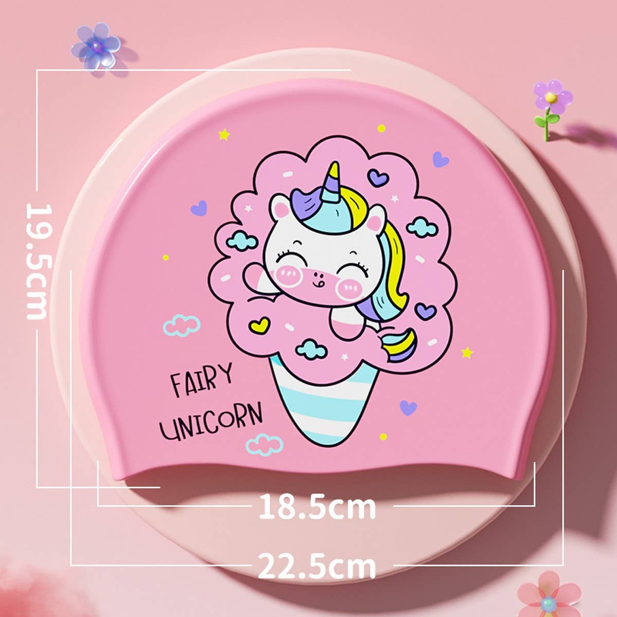 Girls Unicorn Swim Cap Silicone Waterproof Comfort