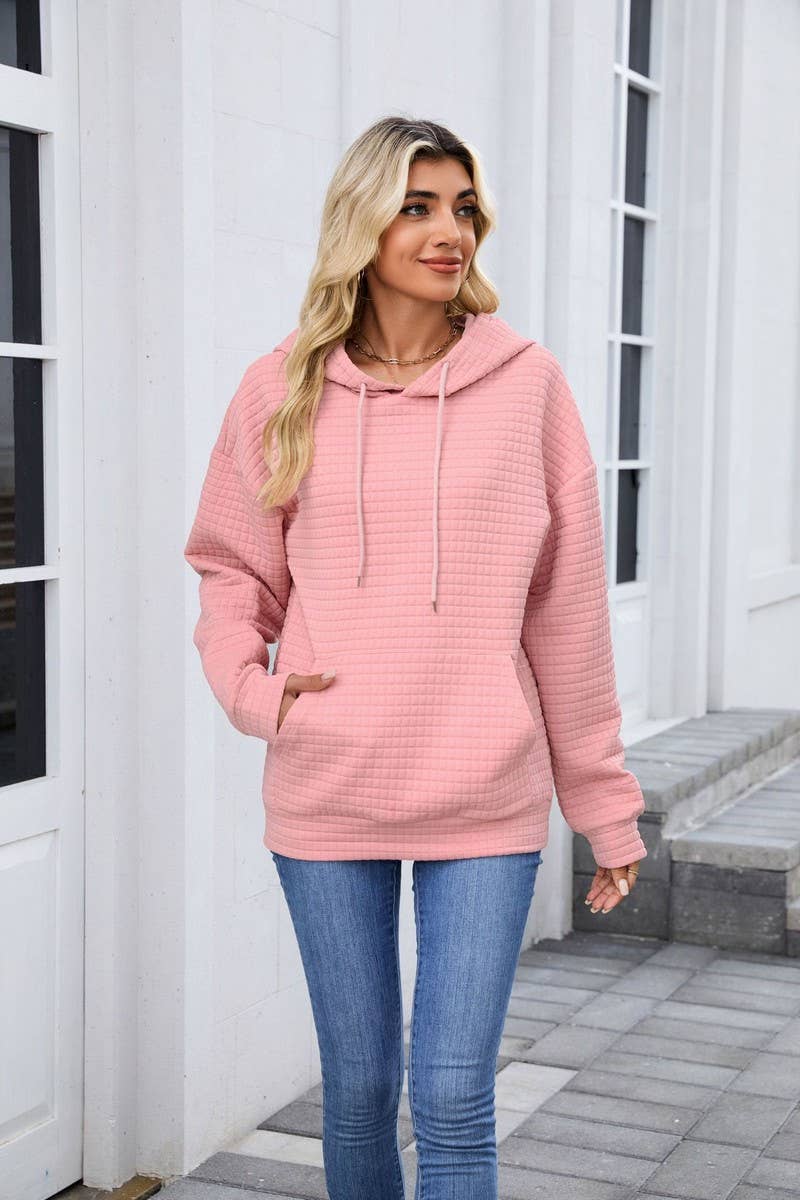 CWOHOL00659_CASUAL POCKET DRAWSTRING LONG SLEEVE HOODIE