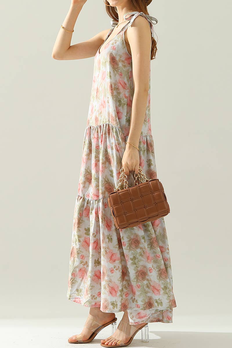 CWDMD543_SLEEVELESS STRAP TIE DRESS