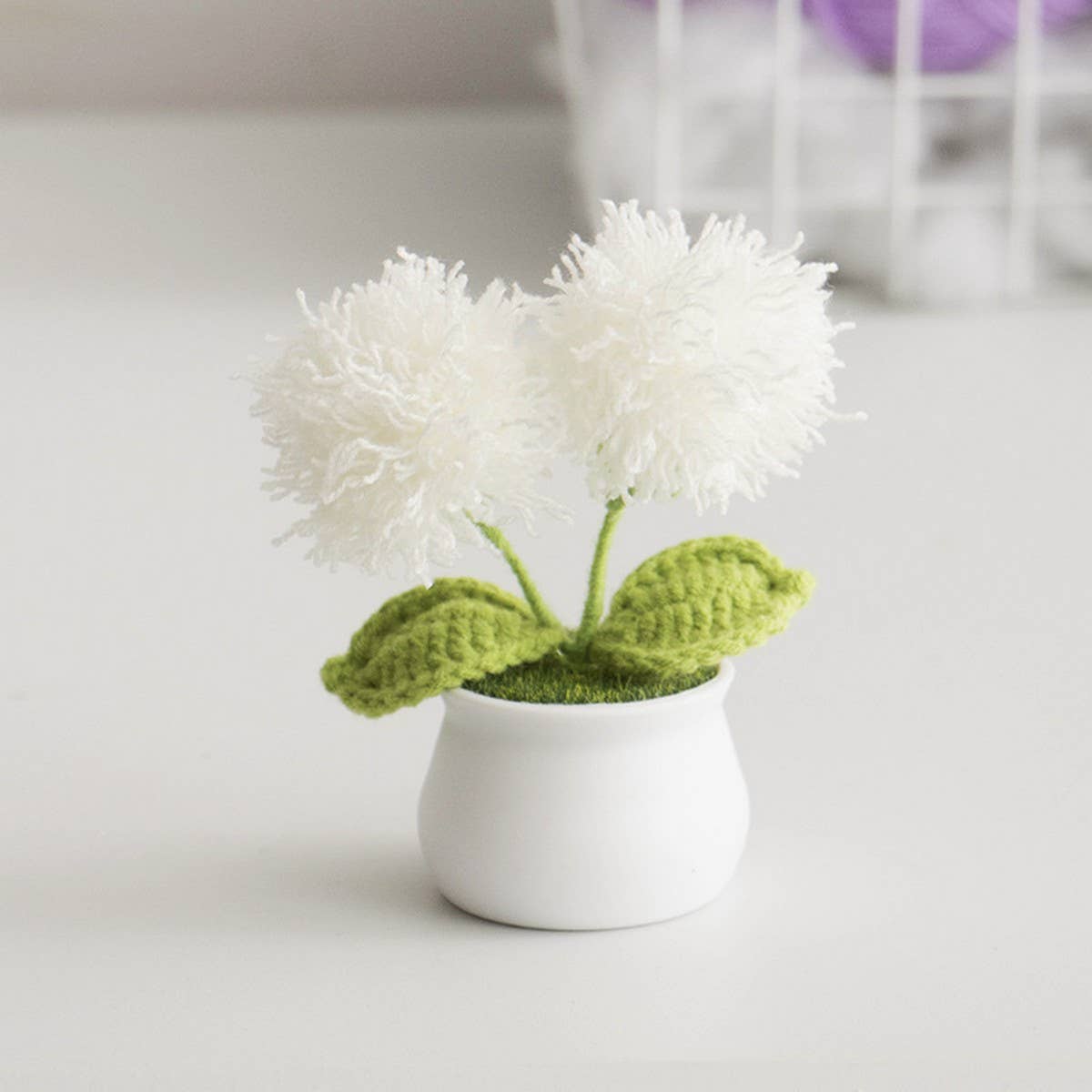CWMM9283_HAND-WOVEN WOOL BALL ARTIFICIAL FLOWER POT
