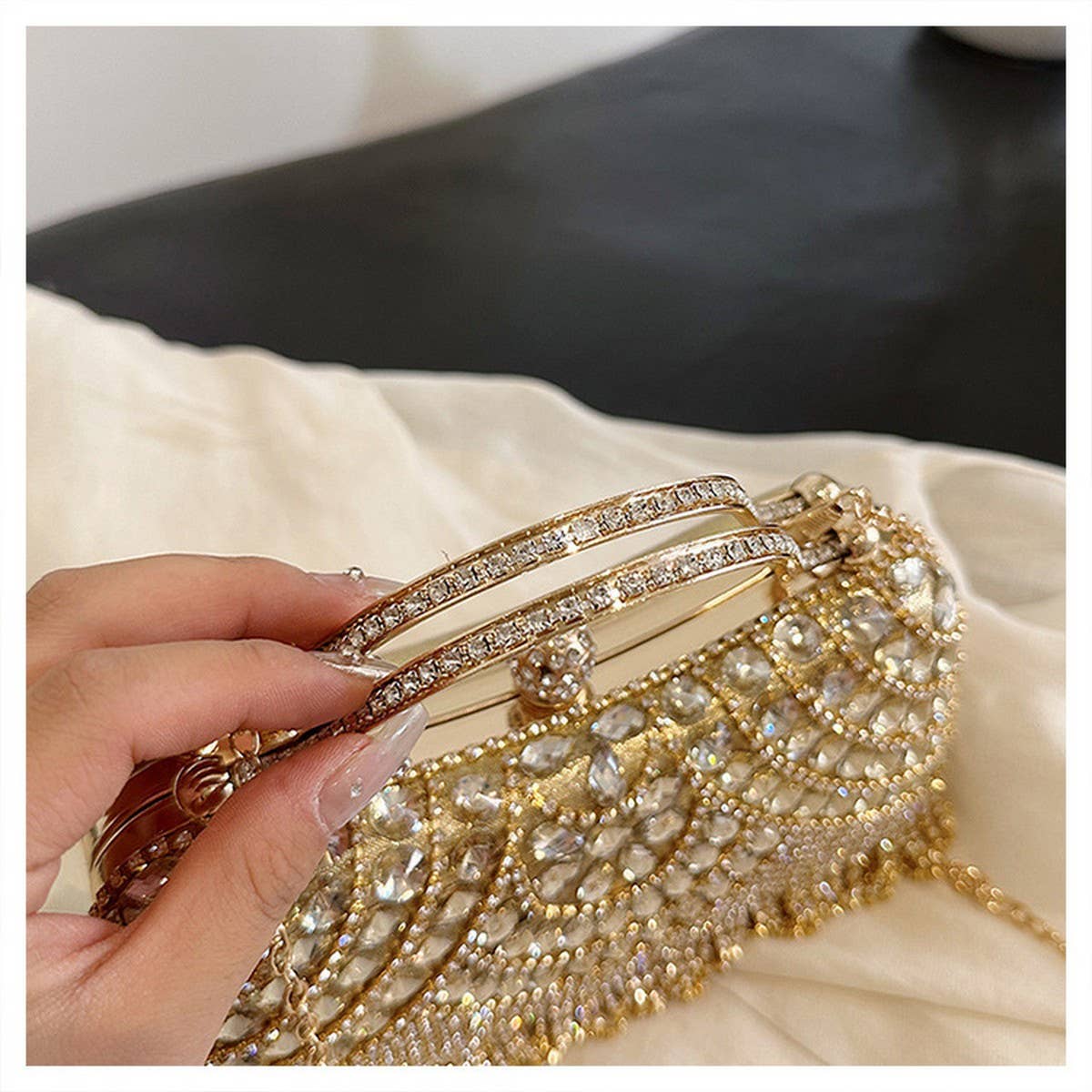 RHINESTONE CLUTCH BAG TASSEL LADY EVENING BAG_CWAB3251