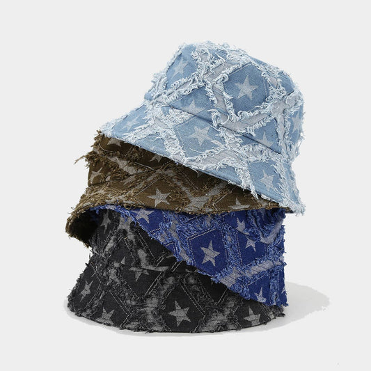 SUN PROTECTION RAW EDGE DENIM BUCKET HAT_CWAH1629