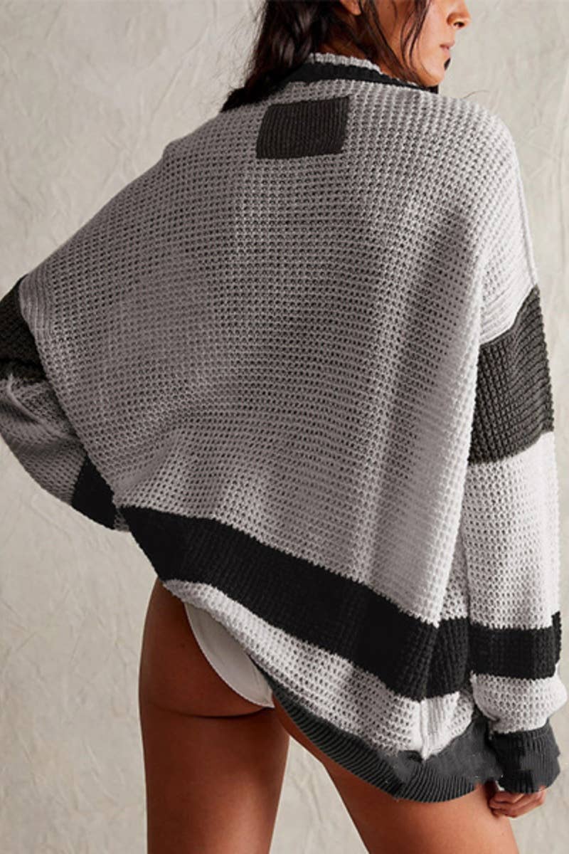 CWOCAL1830_COLOR MATCHING POCKET V-NECK LONG SLEEVE CARDIGAN