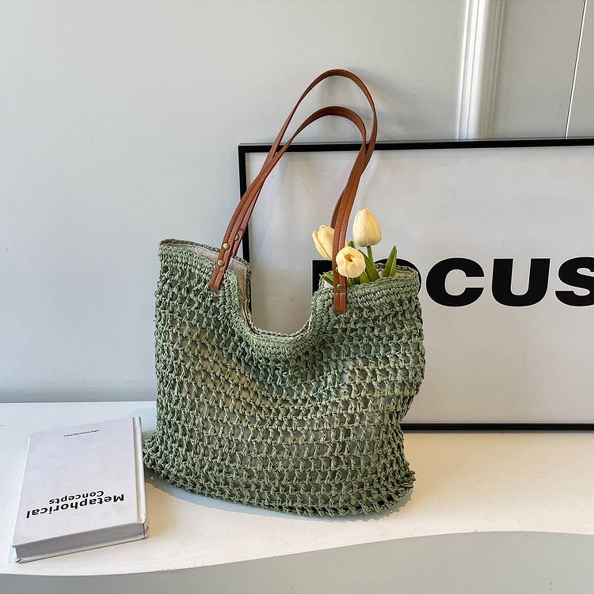 BEACH VACATION CASUAL SHOULDER WOVEN BAG_CWAB2310