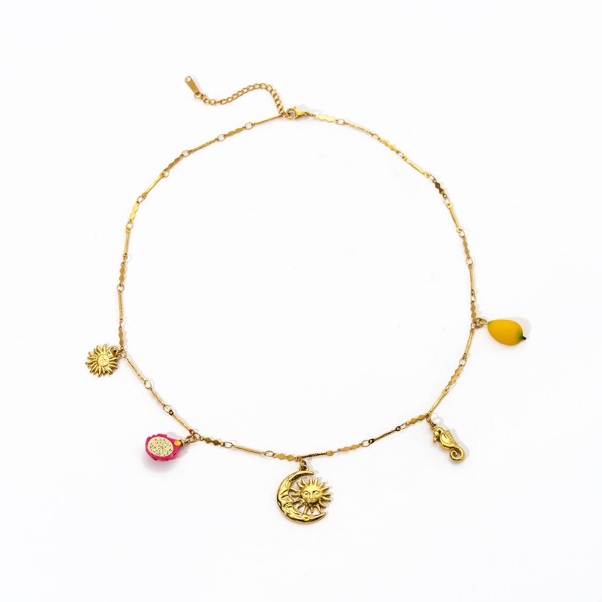 Ocean Style Steel Necklace with Turtle & Seahorse_CWMM8849