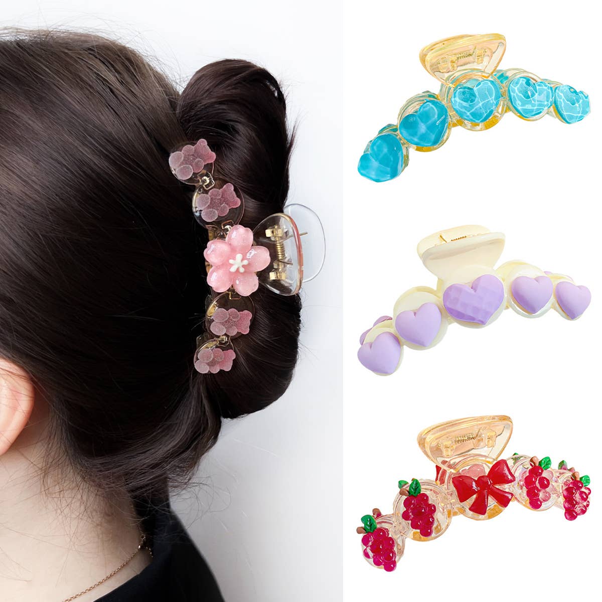 Macaron fresh fruit grab clips sweet hair clips