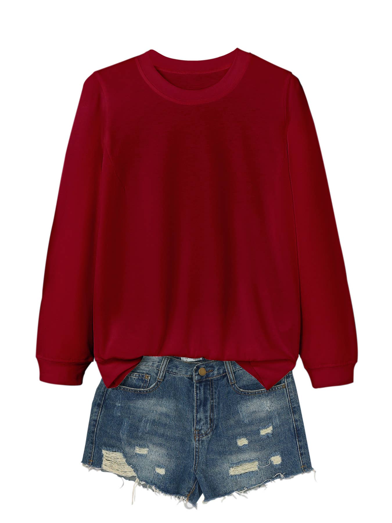 SOLID COLOR CASUAL CREWNECK COMFORTABLE T-SHIRT