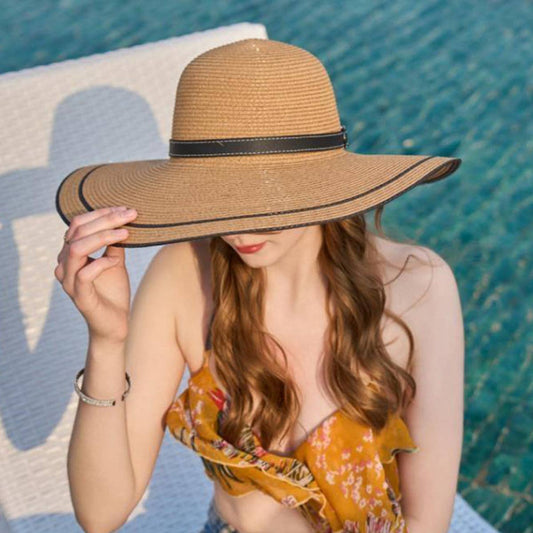 BROWN SUN PROTECTION STRAW HAT_CWAH1342