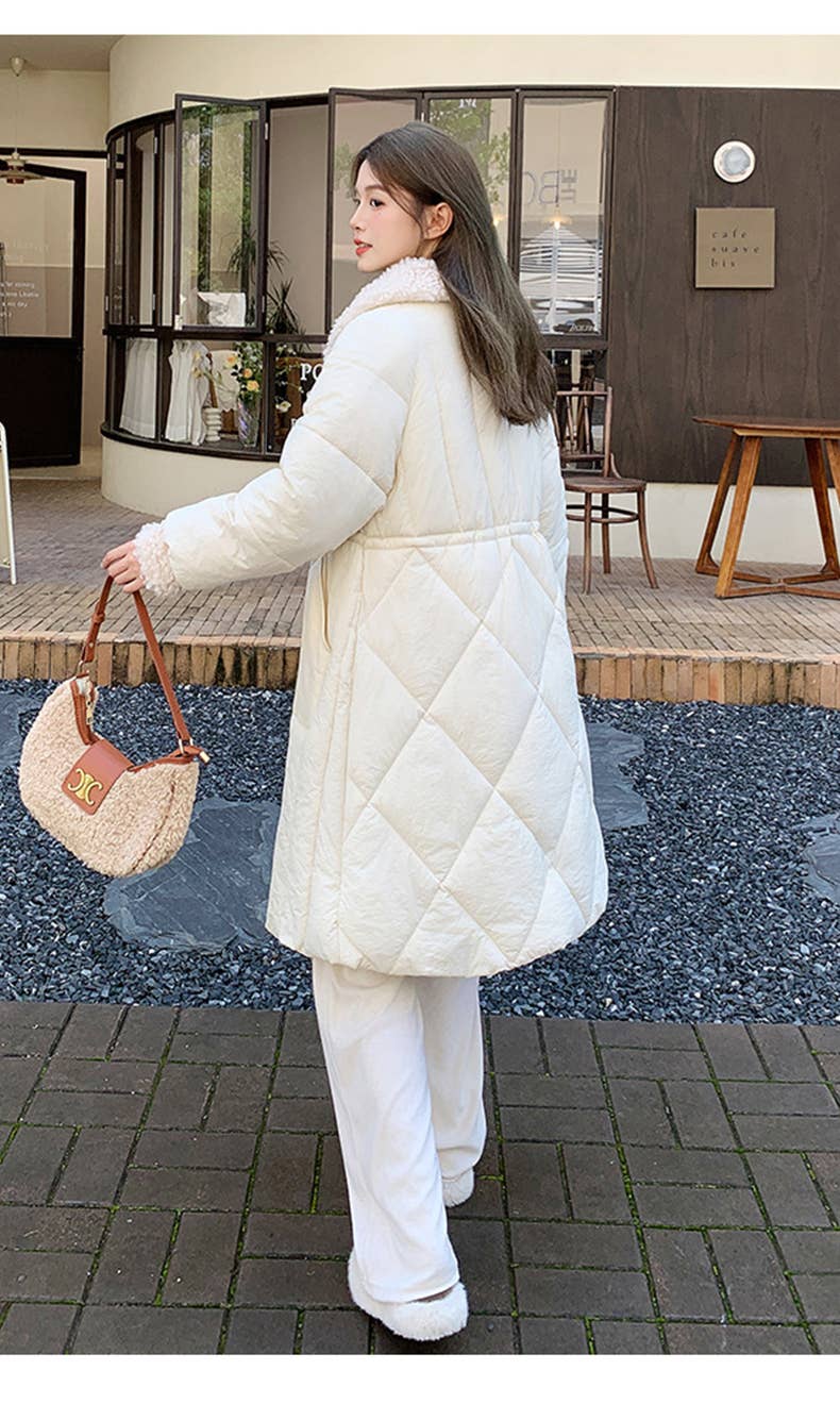 Long single breasted cotton-padded jacket