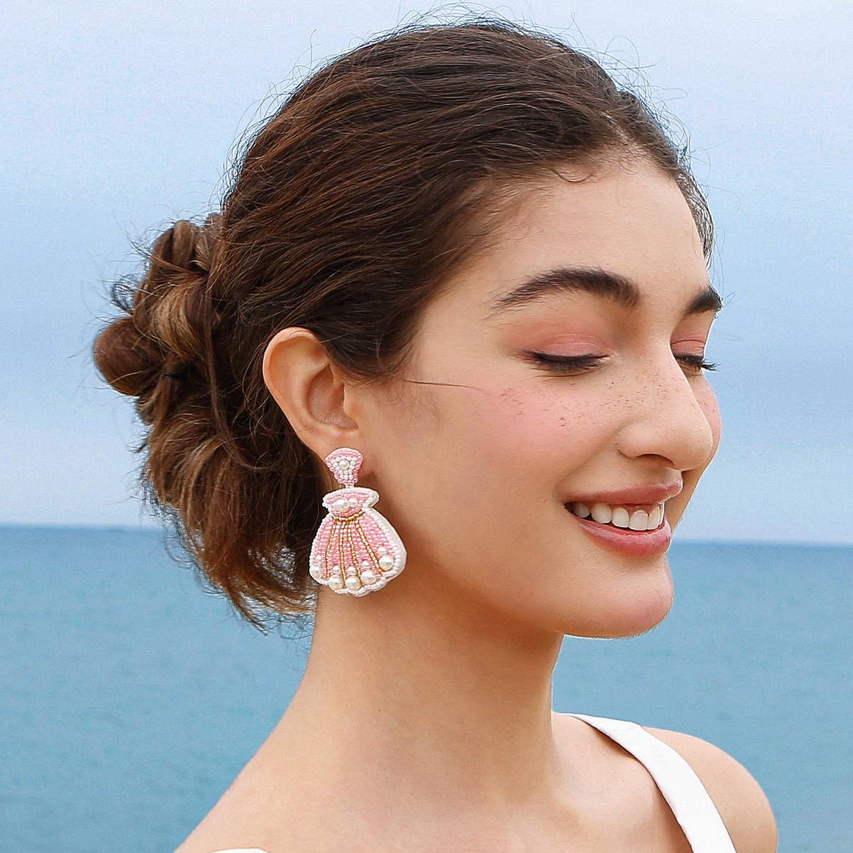 CUTE CARTOON DOLPHIN STARFISH RICE BEAD EARRINGS