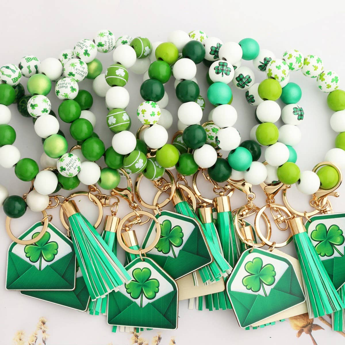 St. Patrick's Day Clover Pendant Bracelet Keychain_CWMM6861