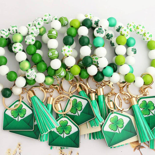 St. Patrick's Day Clover Pendant Bracelet Keychain_CWMM6861