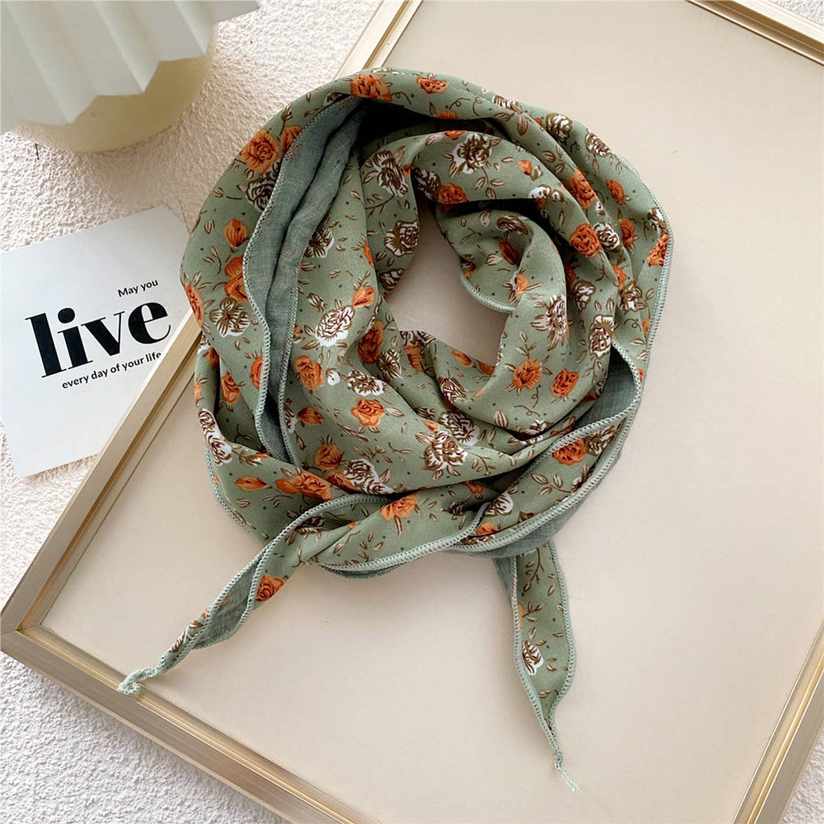 Double-Layered Diamond Pattern Twilly Scarf