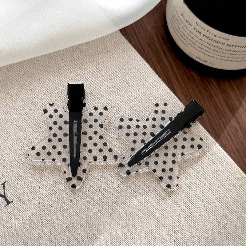 BLACK AND WHITE POLKA DOT HAIR CLIPPER BANGS