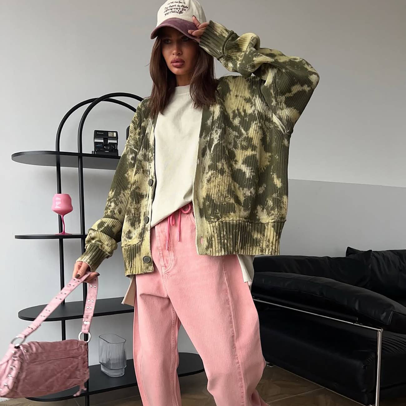 Fashionable camouflage single-breasted cardigan