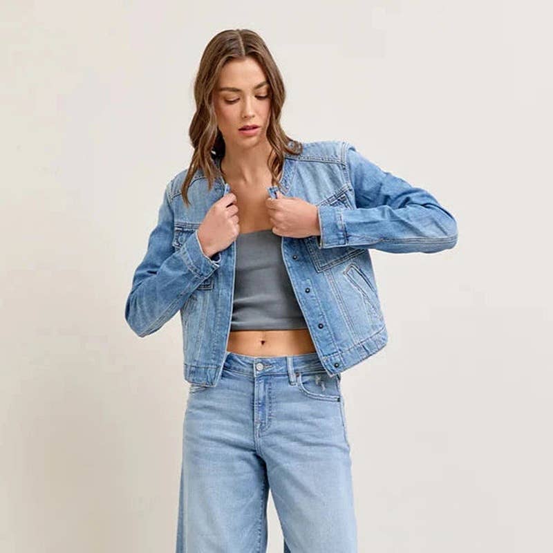 SLIM AND SHORT VINTAGE WORK DENIM JACKET