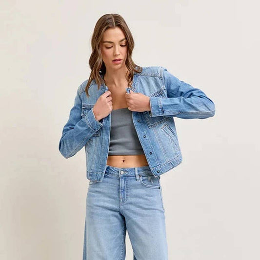 SLIM AND SHORT VINTAGE WORK DENIM JACKET