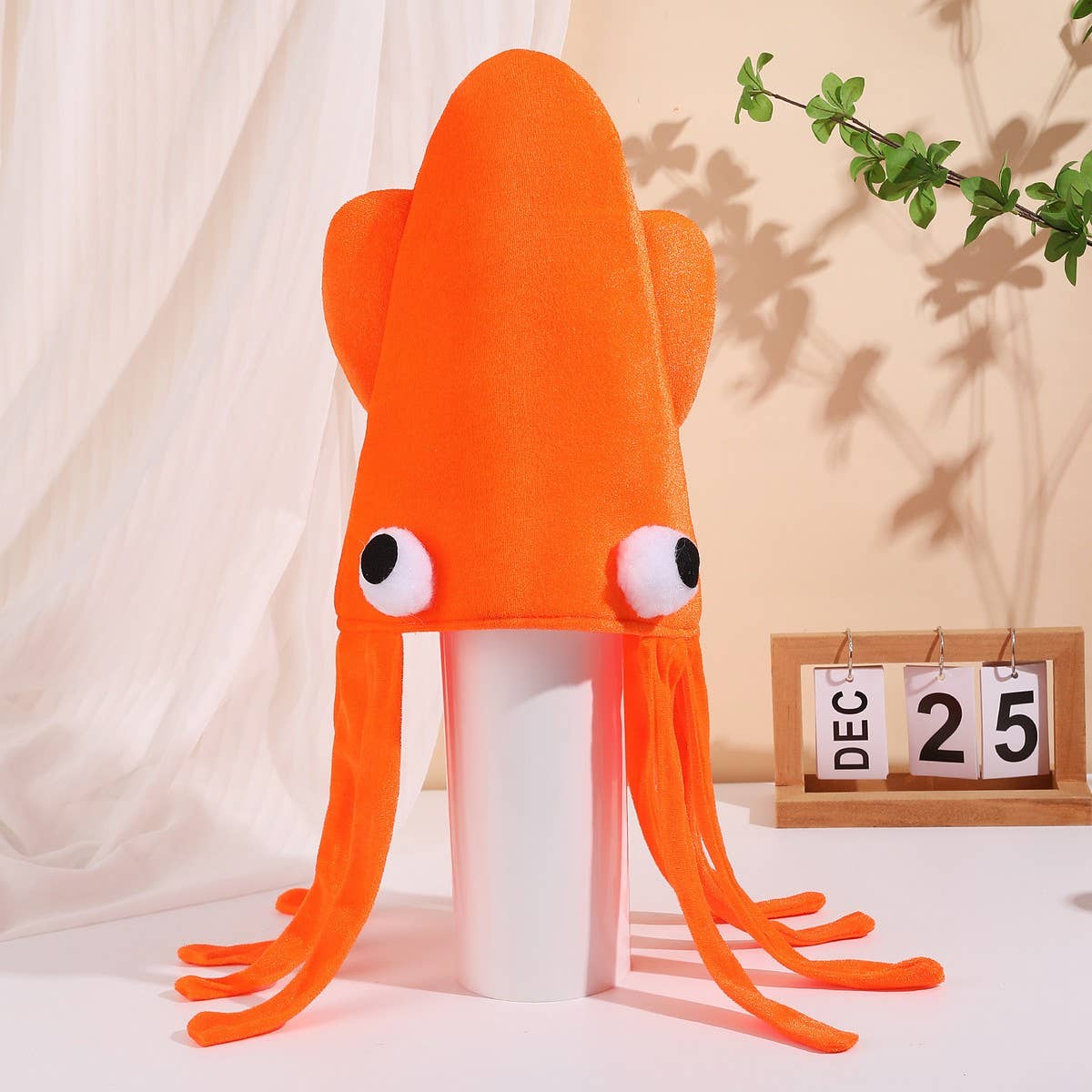 CWAH4045_SHOW PARTY SQUID CUTTLEFISH OCTOPUS FUNNY HAT