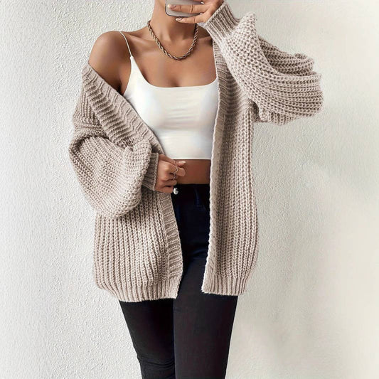 Solid-colored laid-back simple loose cardigan