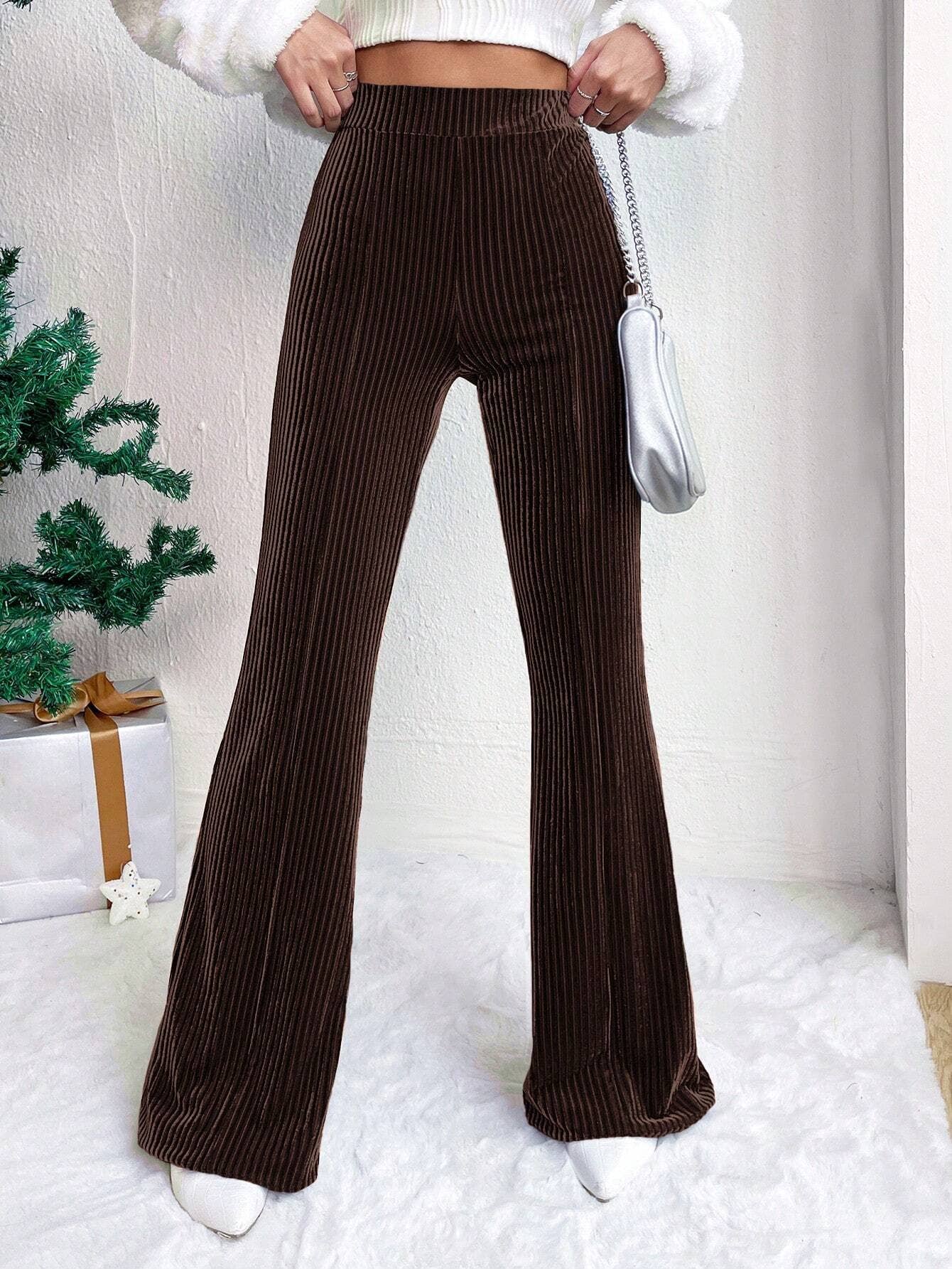 CORDUSTER FLARES SOLID COLOR WIDE-LEG PANTS