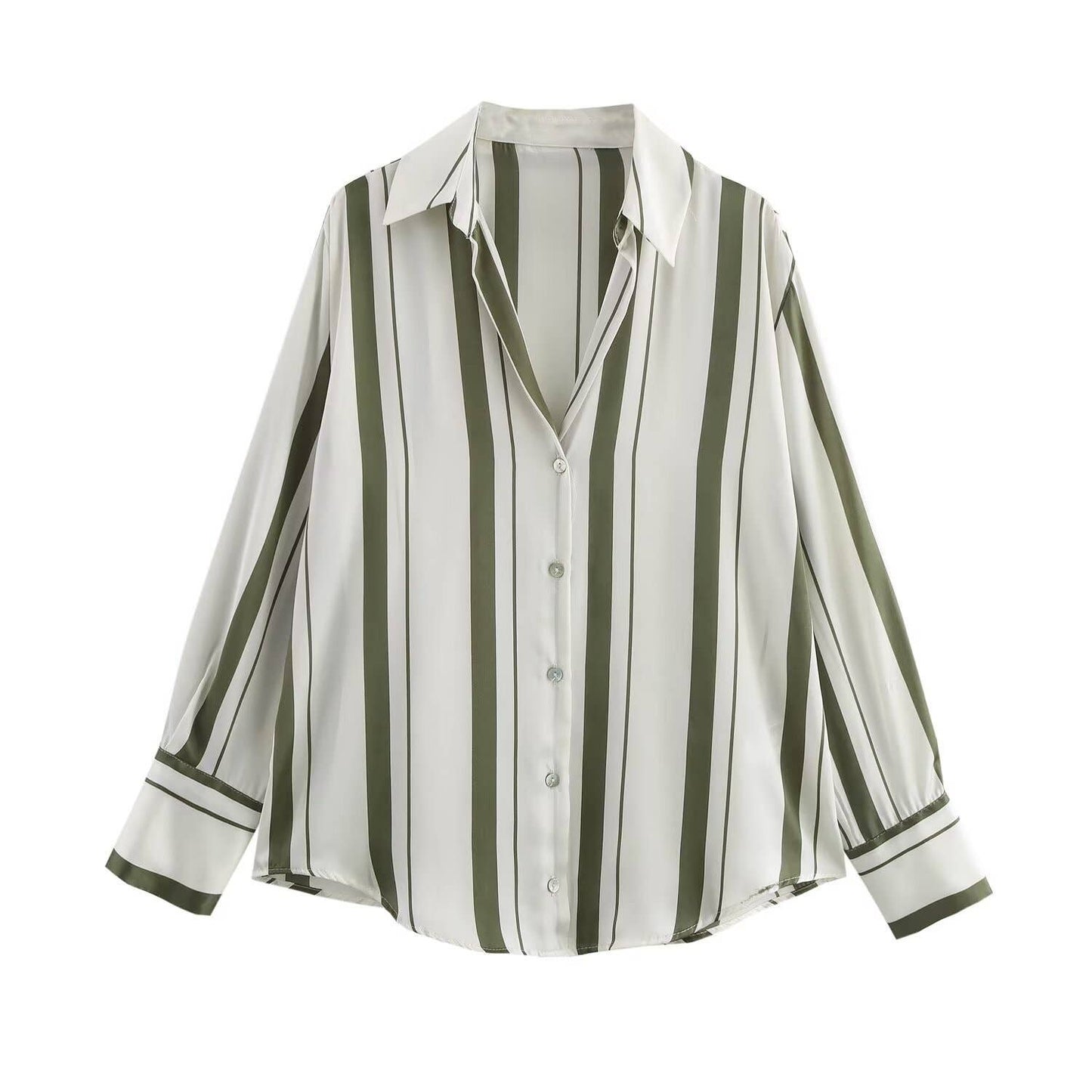 STRIPE COLOR MATCH BREATHABLE FASHION LAPEL SHIRT