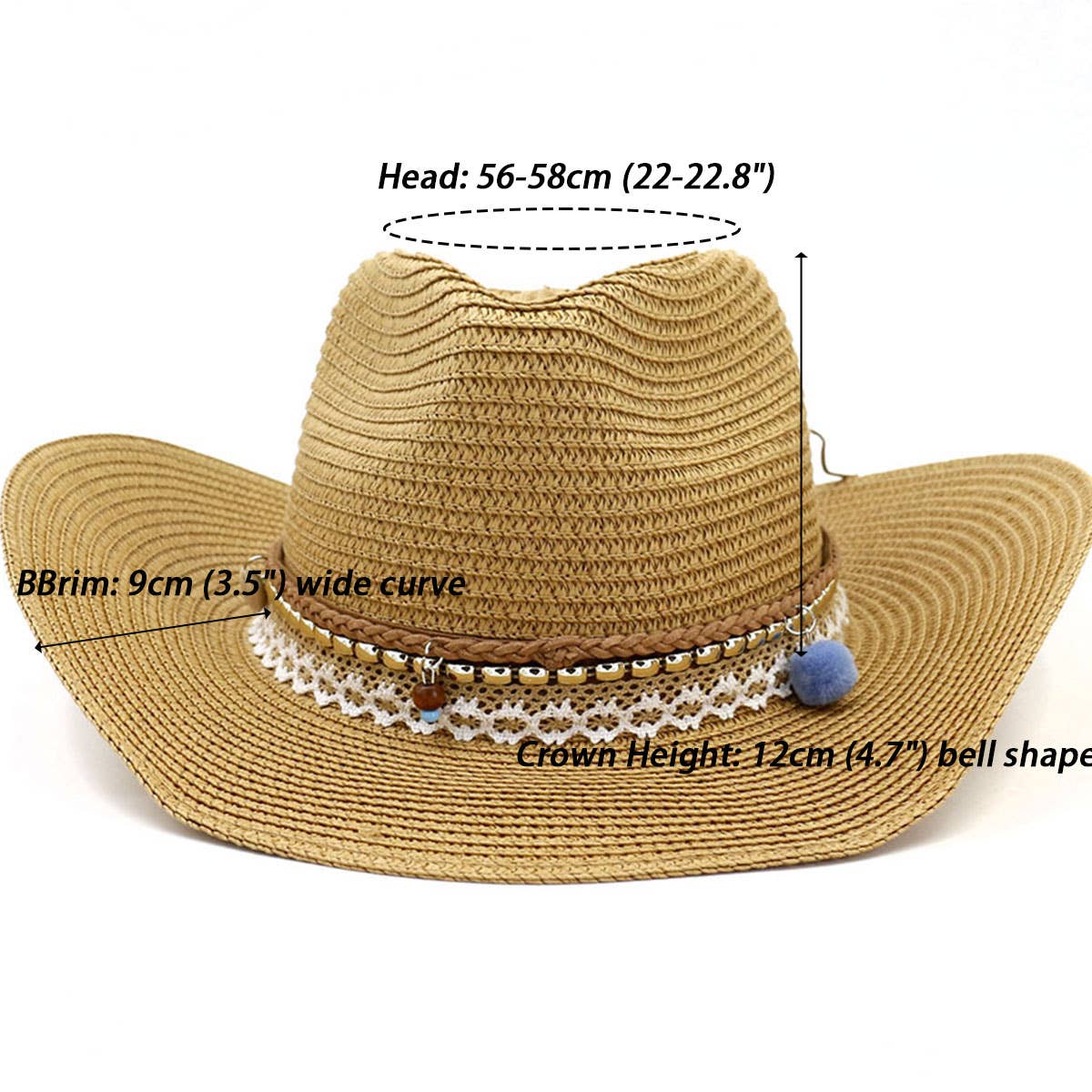 Western Cowboy Straw Hat Beach Sun Protection_CWAH1253