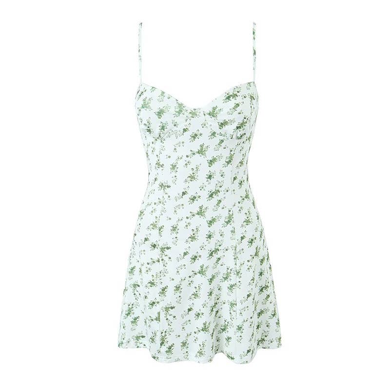 Sleeveless Floral Print Spaghetti Strap Dress