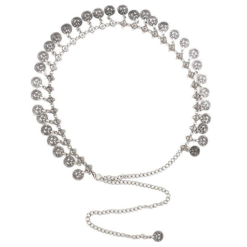 Retro ethnic metal pendant ancient coin belt