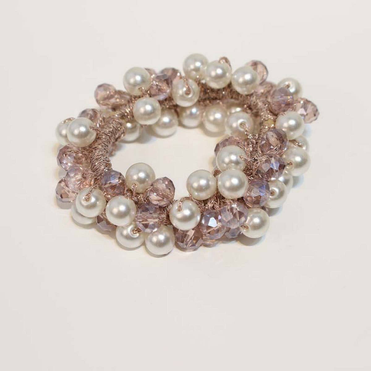 Boho Crystal Pearl Beaded Hair Tie Cute Girl Band_CWAHA6779