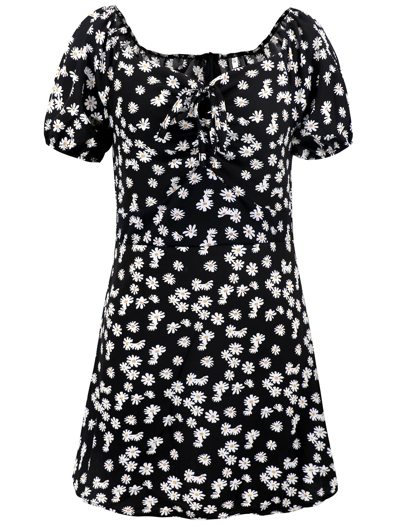 Sexy Short Fitted Floral Balloon Sleeve Dress