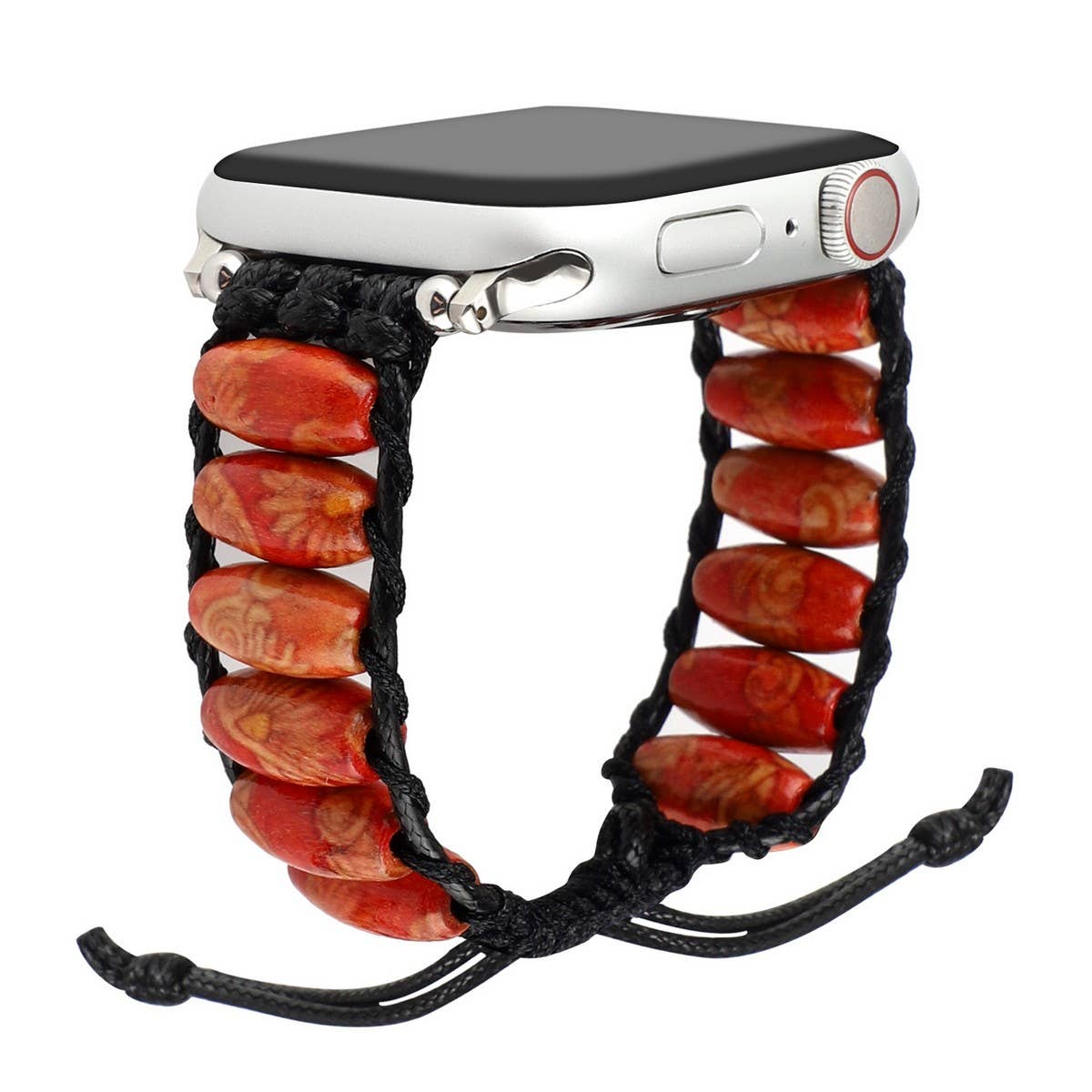 IWATCH9 WOODEN BEADS WAX ROPE STRAP Apple Watch9-1