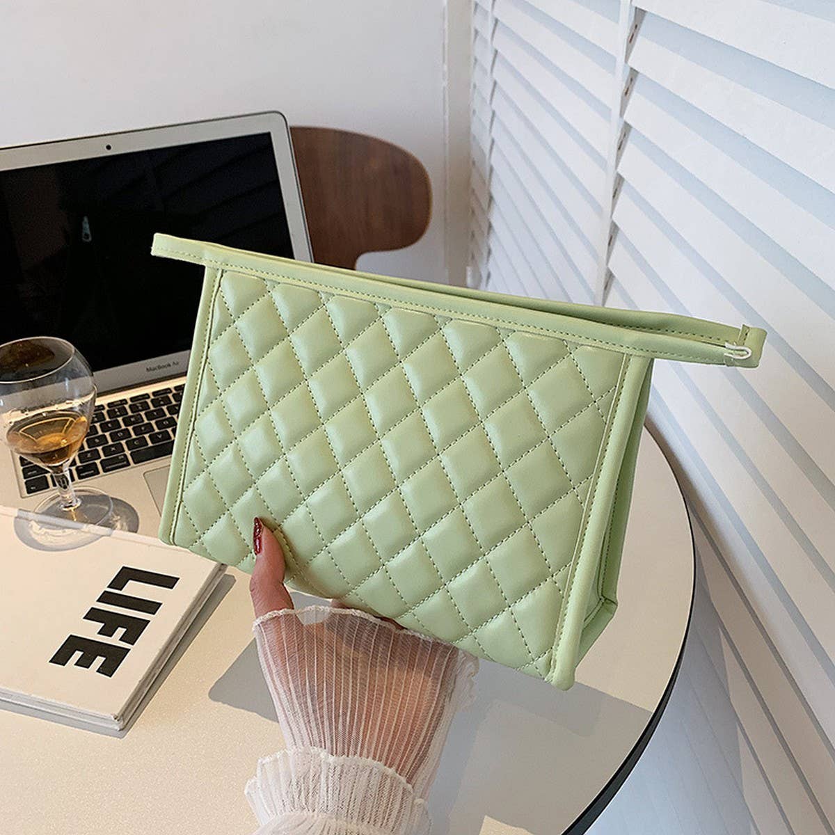 HIGH-END BLACK AND WHITE EMBROIDERY COSMETIC BAG_CWAB4416