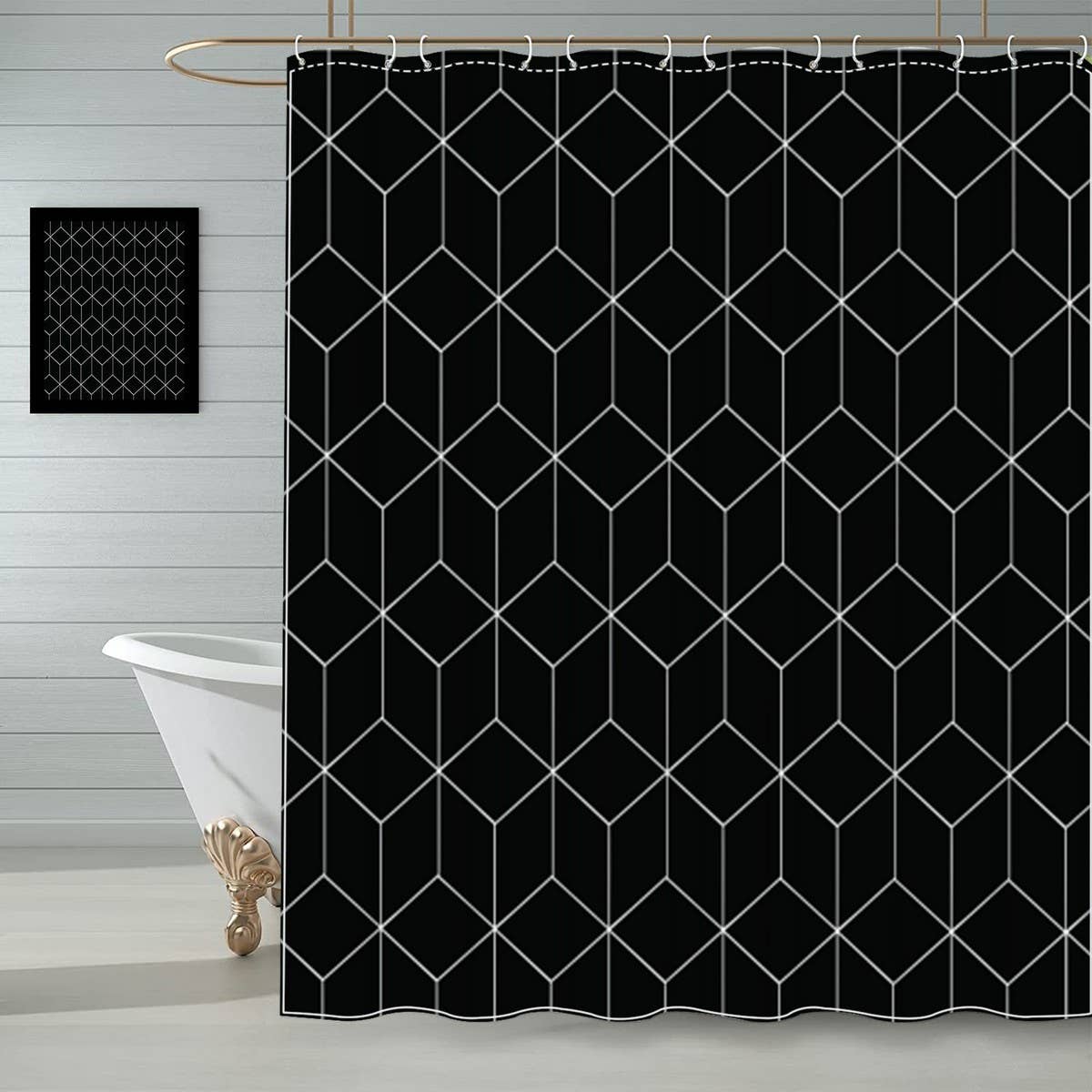 SIMPLE GEOMETRIC WATERPROOF SHOWER CURTAIN_CWMM1796