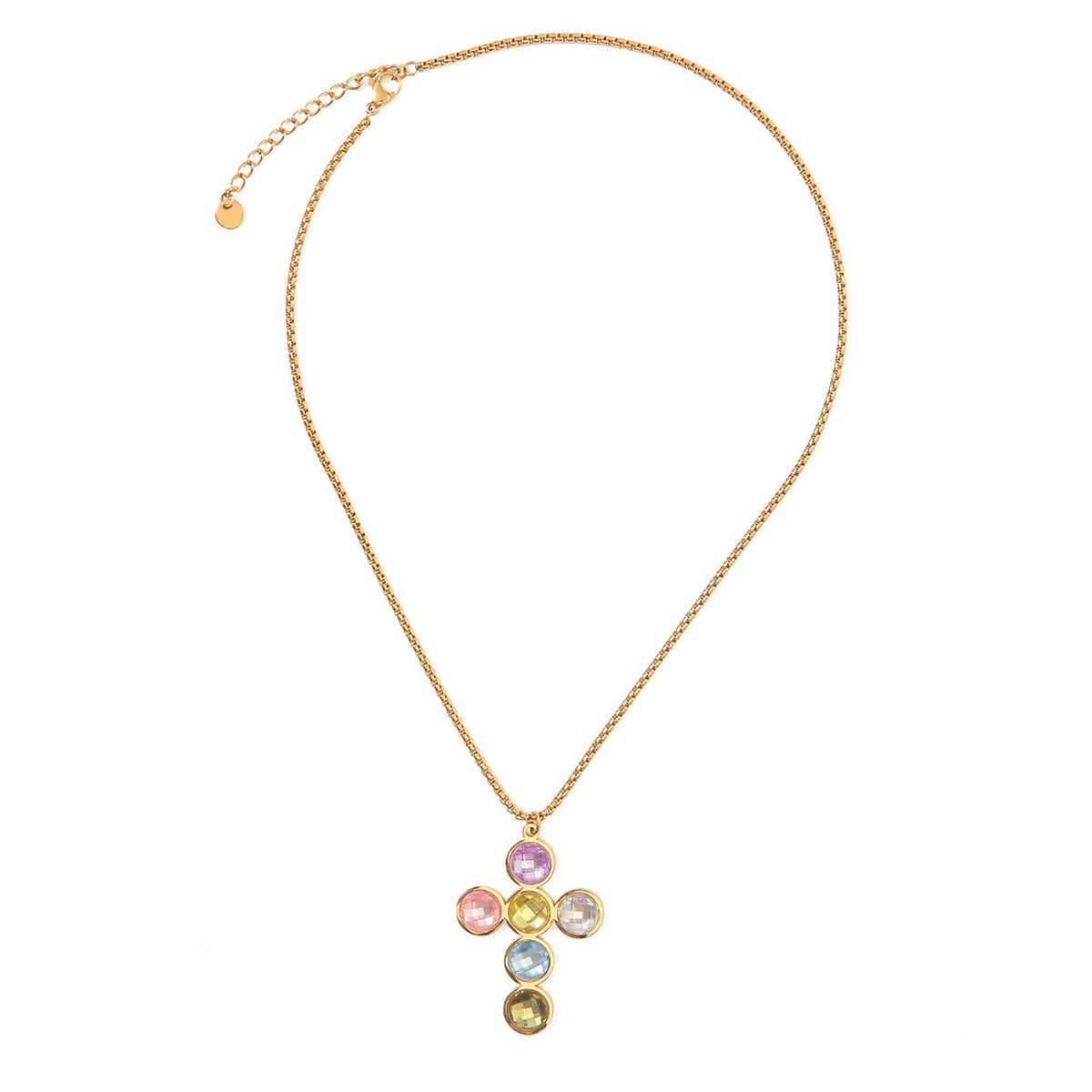 Stainless Steel Cross Necklace & Earrings Set_CWMM8890