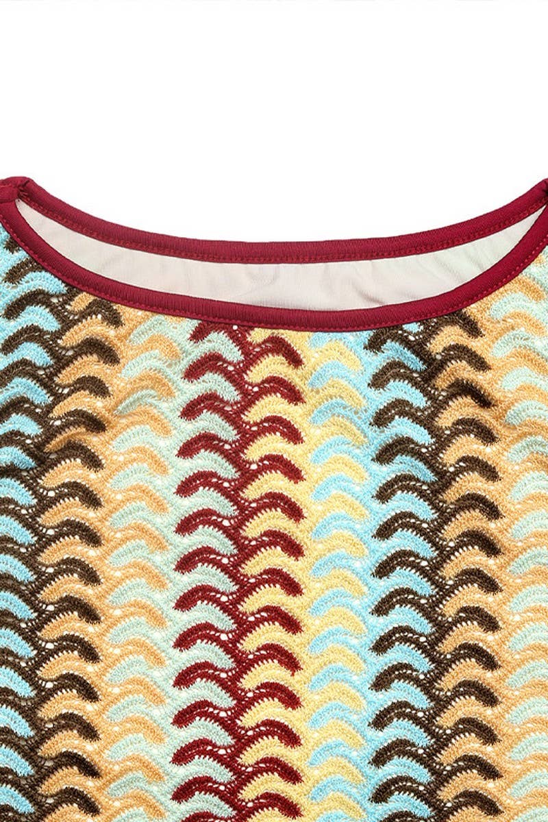 CWDMD6292_STRIPED CROCHET SLEEVELESS BODYCON TANK DRESS