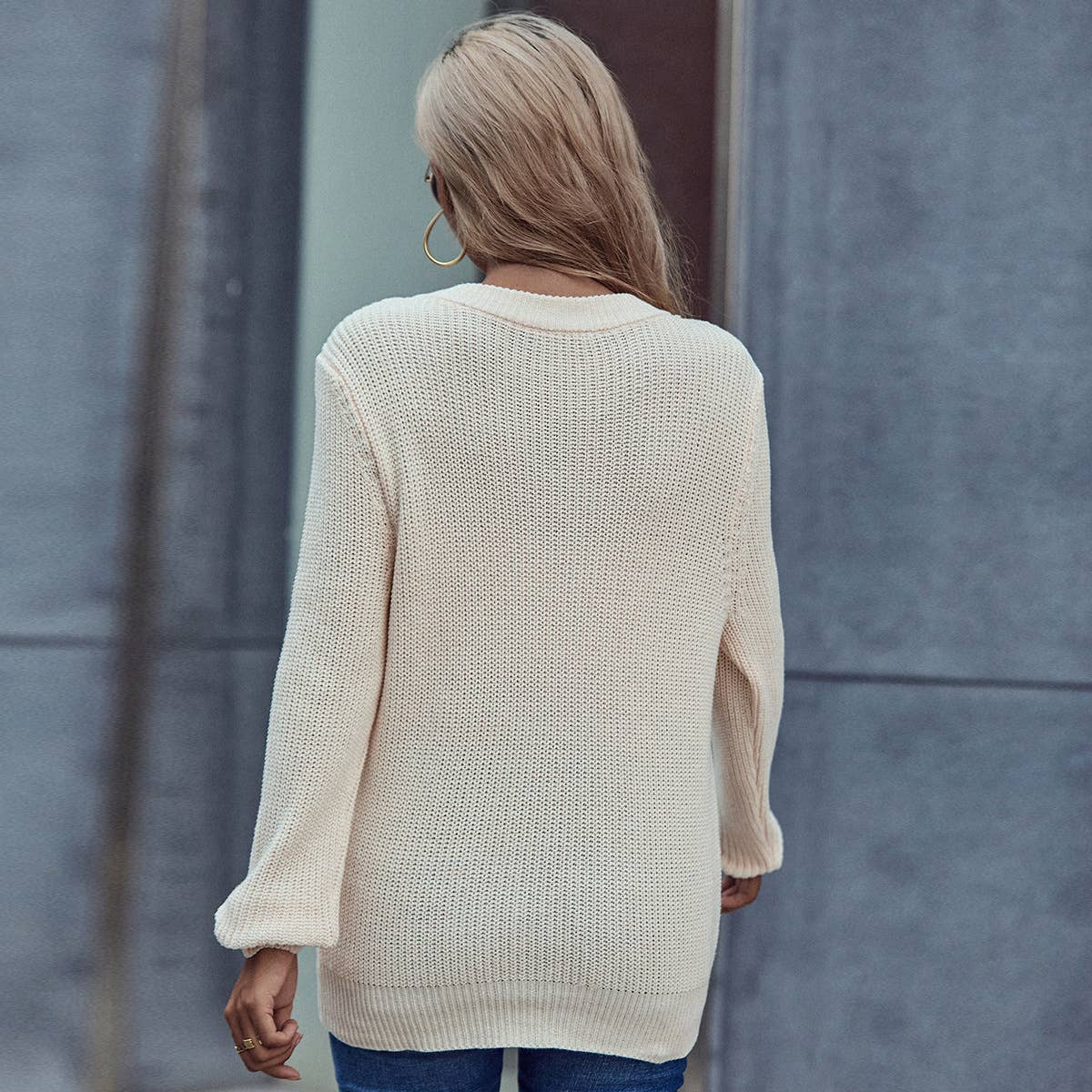 TEMPERAMENT SOLID COLOR CREW NECK SWEATER