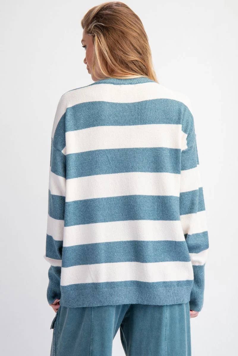 Round-neck,two-color long-sleeved bow sweater