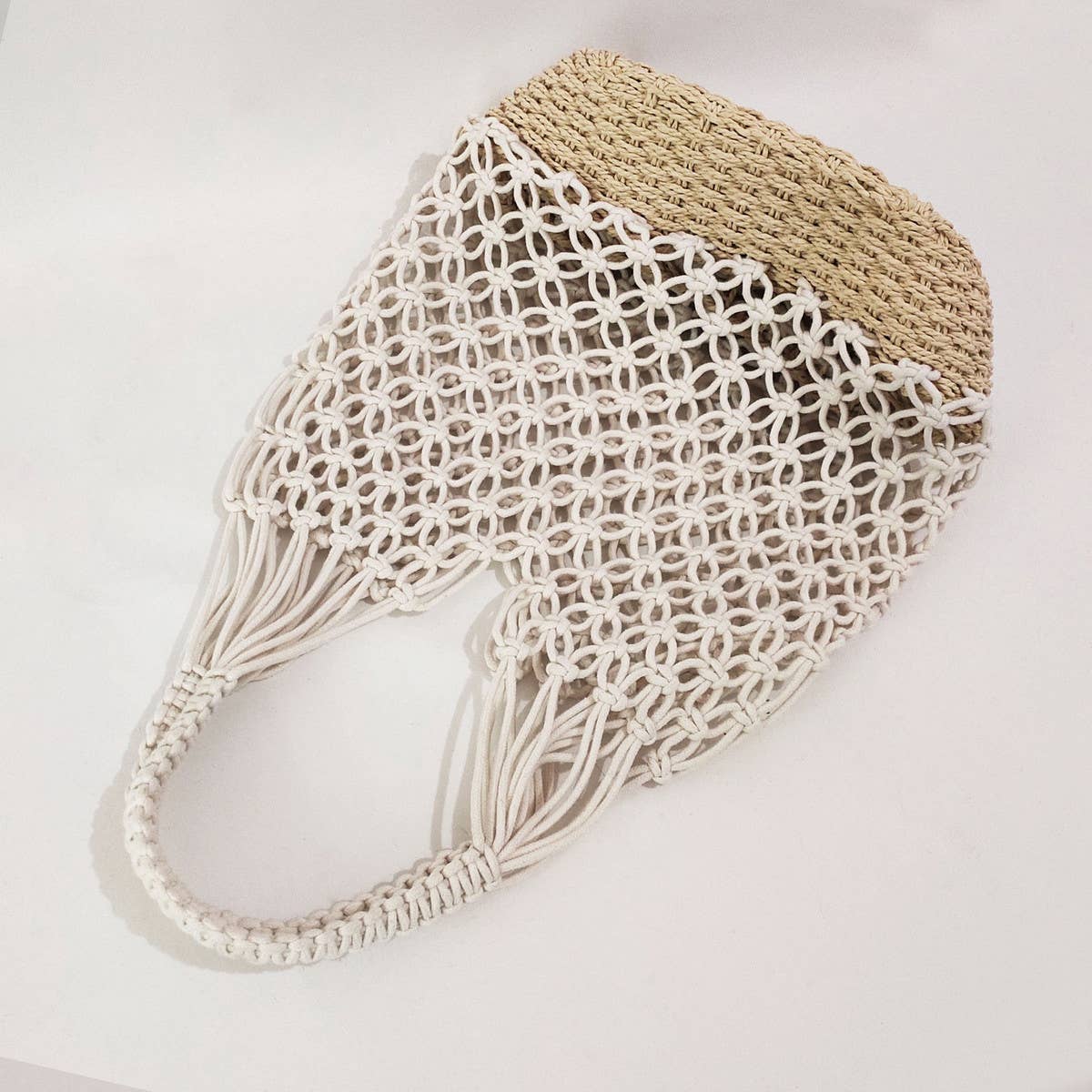 RETRO HOLLOW COTTON ROPE WOVEN BUCKET BAG_CWAB1969