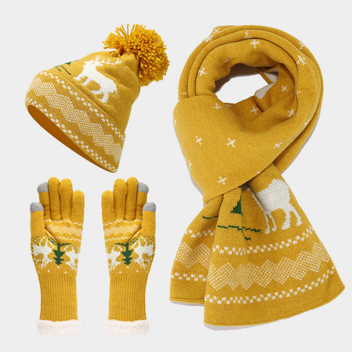 CHRISTMAS HAT SCARF GLOVES THREE PIECE SET_CWAH1595