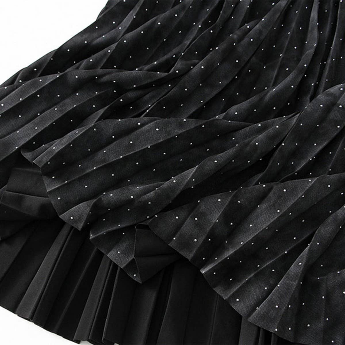 CHINESE STYLE PRINTED PLEATED SKIRT LONG SKIRT