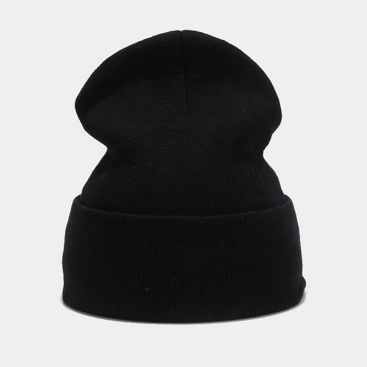 SOLID COLOR KNITTED HAT WITH CUFFS_CWAH1578