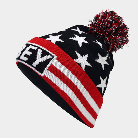 FASHION STRIPED JACQUARD POM-POM KNITTED HAT_CWAH1614